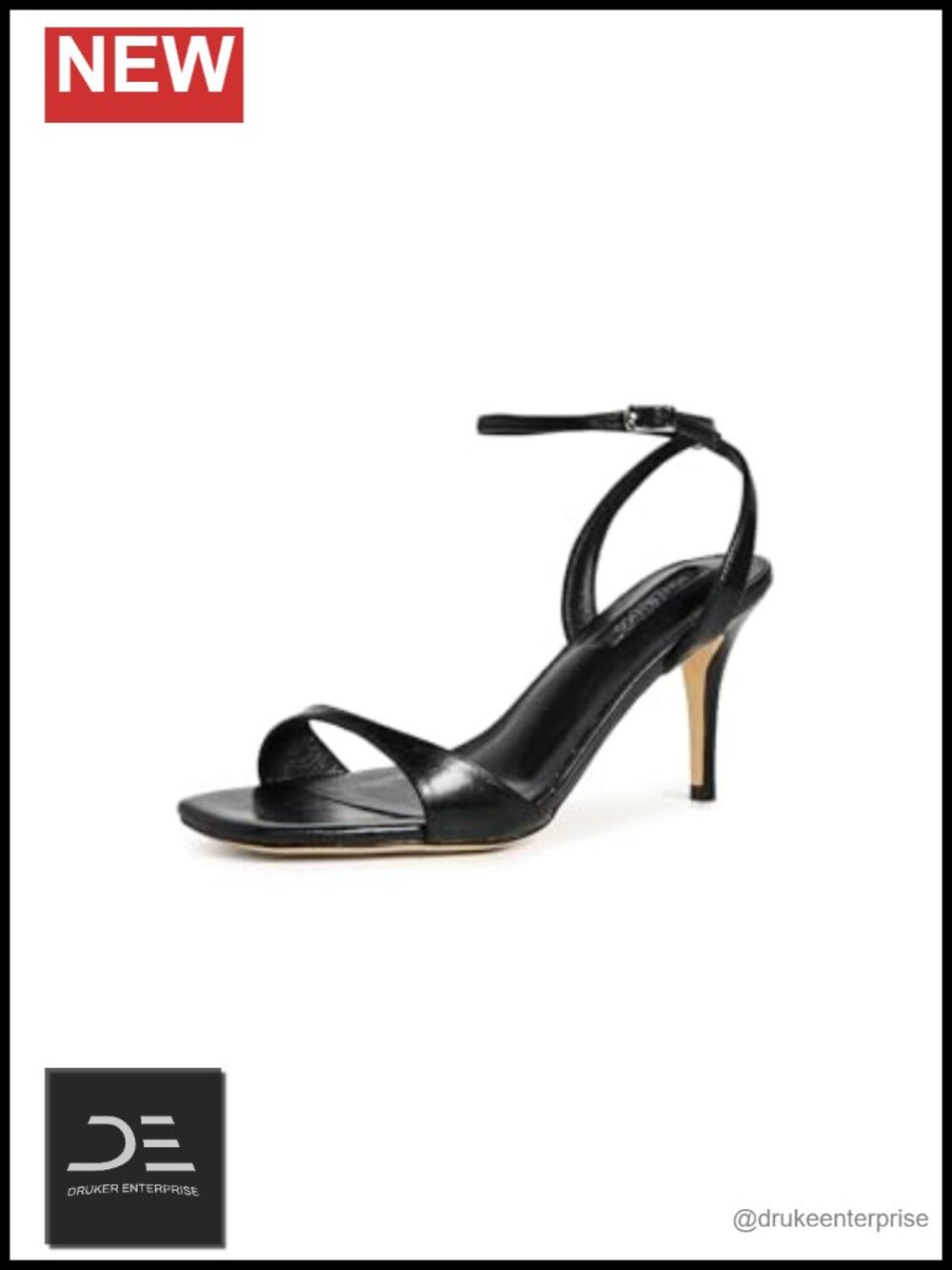 Leather Ankle Strap Pumps with Stiletto Heel, Open Toe, Formal